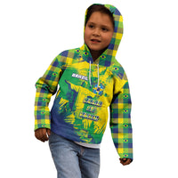 Custom Brazil Football Kid Hoodie Rumo Ao Hexa Grunge Style