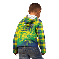 Custom Brazil Football Kid Hoodie Rumo Ao Hexa Grunge Style