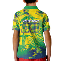 Custom Brazil Football Kid Polo Shirt Rumo Ao Hexa Grunge Style
