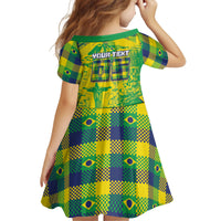 Custom Brazil Football Kid Short Sleeve Dress Rumo Ao Hexa Grunge Style