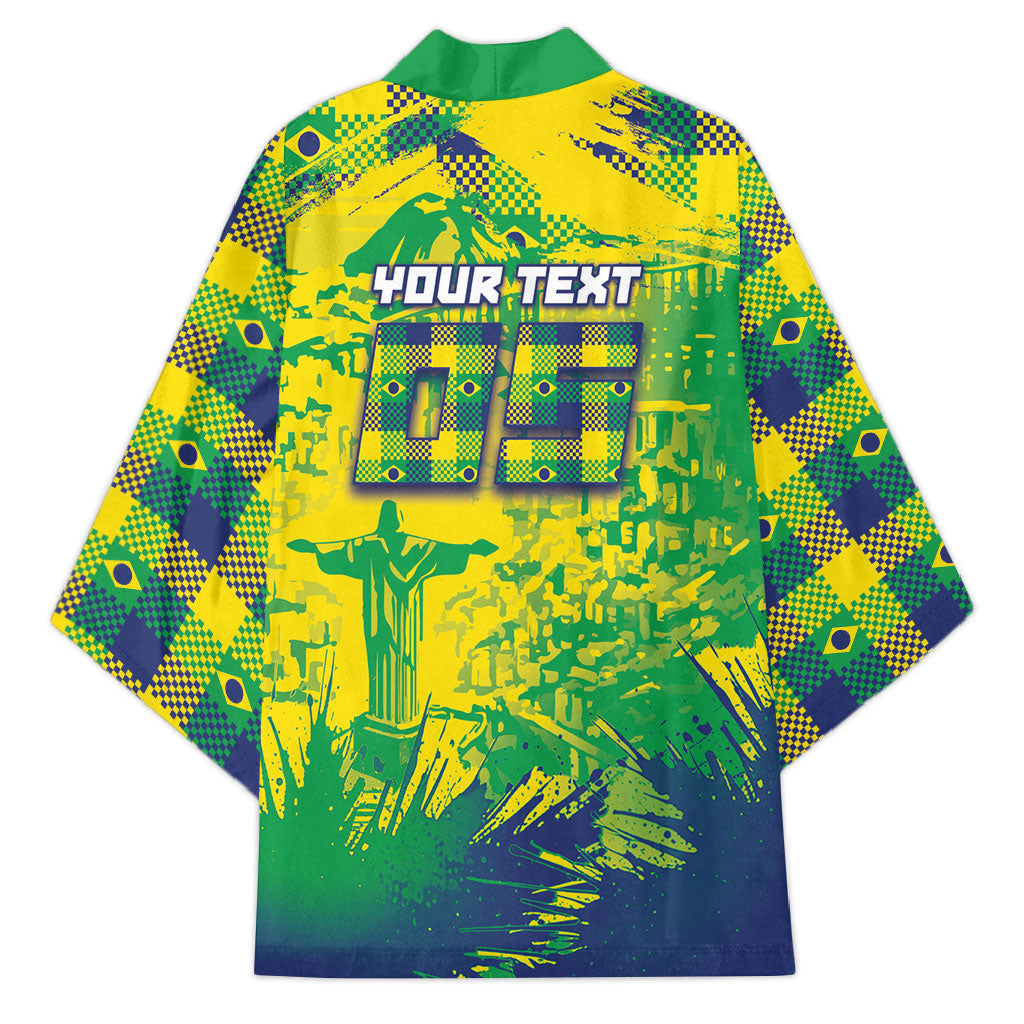 Custom Brazil Football Kimono Rumo Ao Hexa Grunge Style