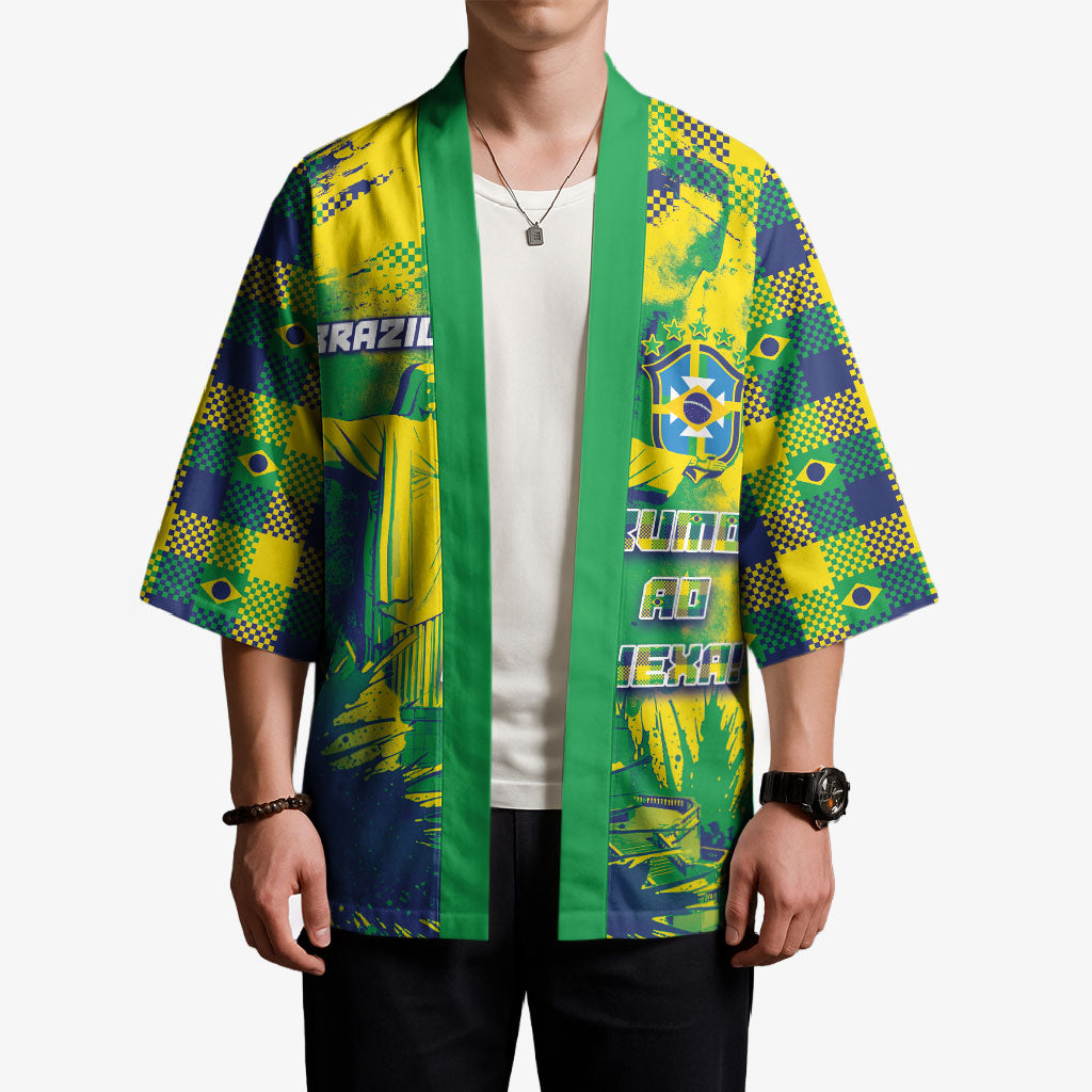 Custom Brazil Football Kimono Rumo Ao Hexa Grunge Style