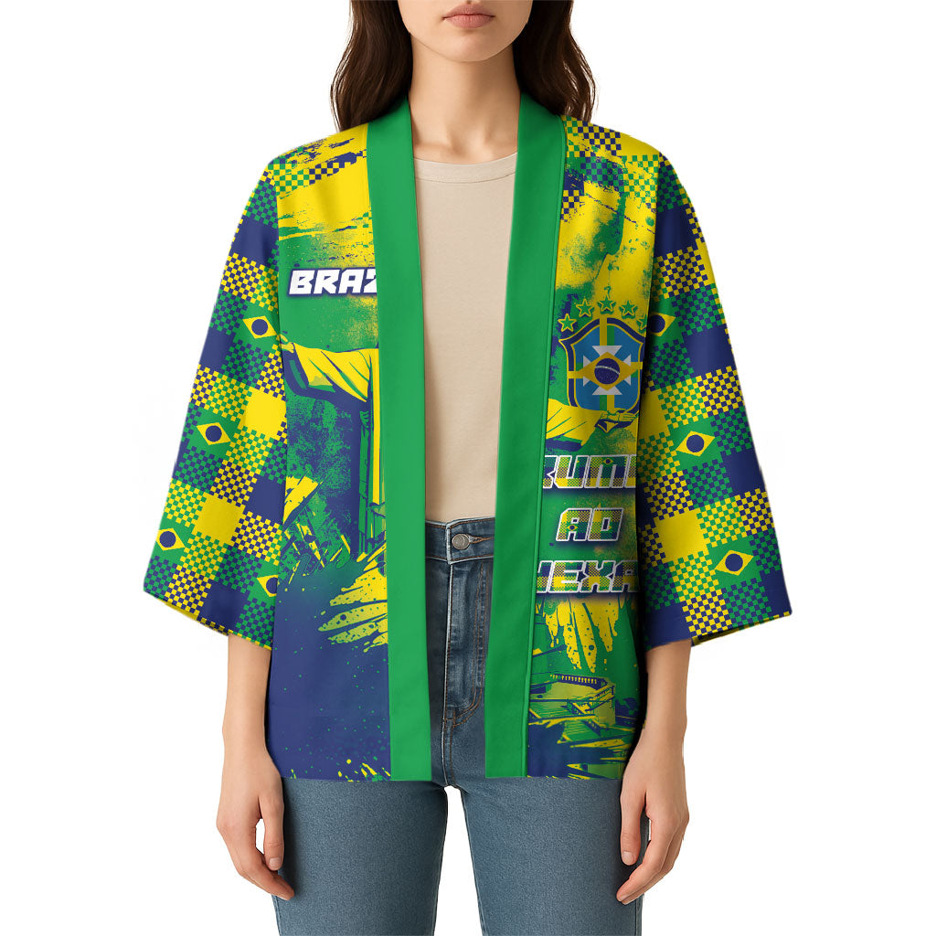 Custom Brazil Football Kimono Rumo Ao Hexa Grunge Style