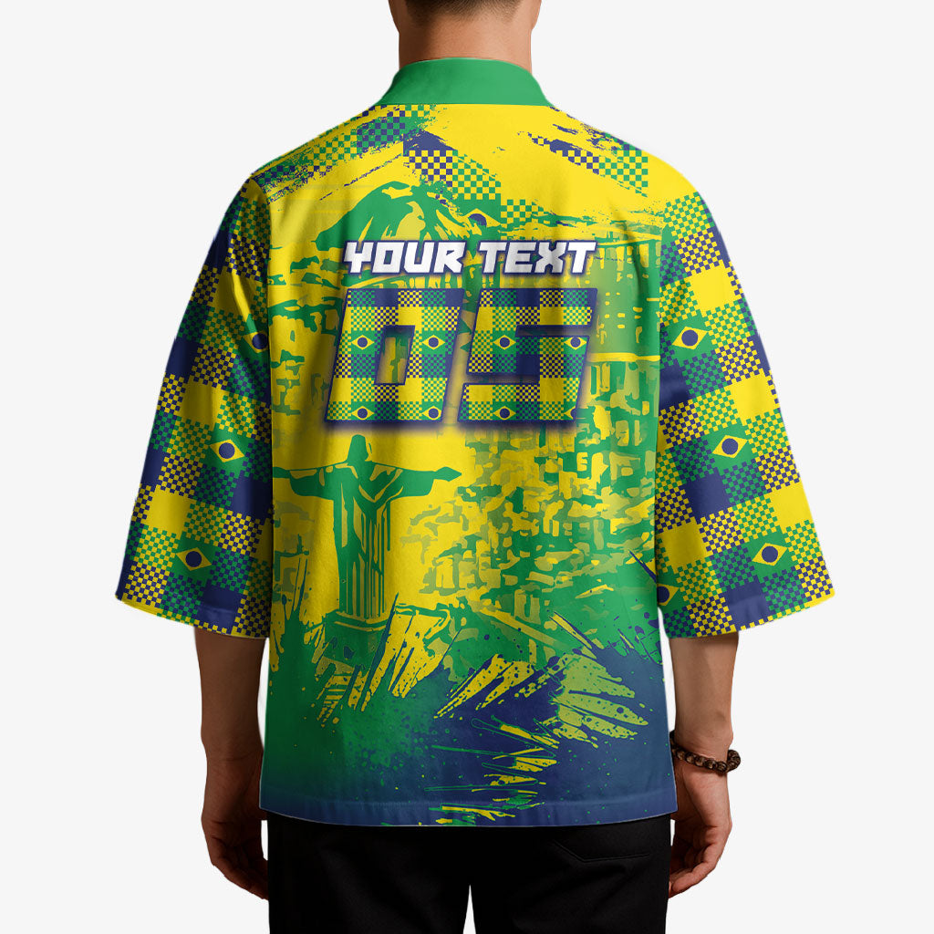 Custom Brazil Football Kimono Rumo Ao Hexa Grunge Style
