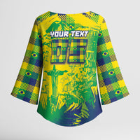Custom Brazil Football Kimono Sleeve Blouse Rumo Ao Hexa Grunge Style
