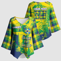 Custom Brazil Football Kimono Sleeve Blouse Rumo Ao Hexa Grunge Style