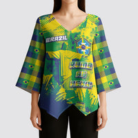 Custom Brazil Football Kimono Sleeve Blouse Rumo Ao Hexa Grunge Style