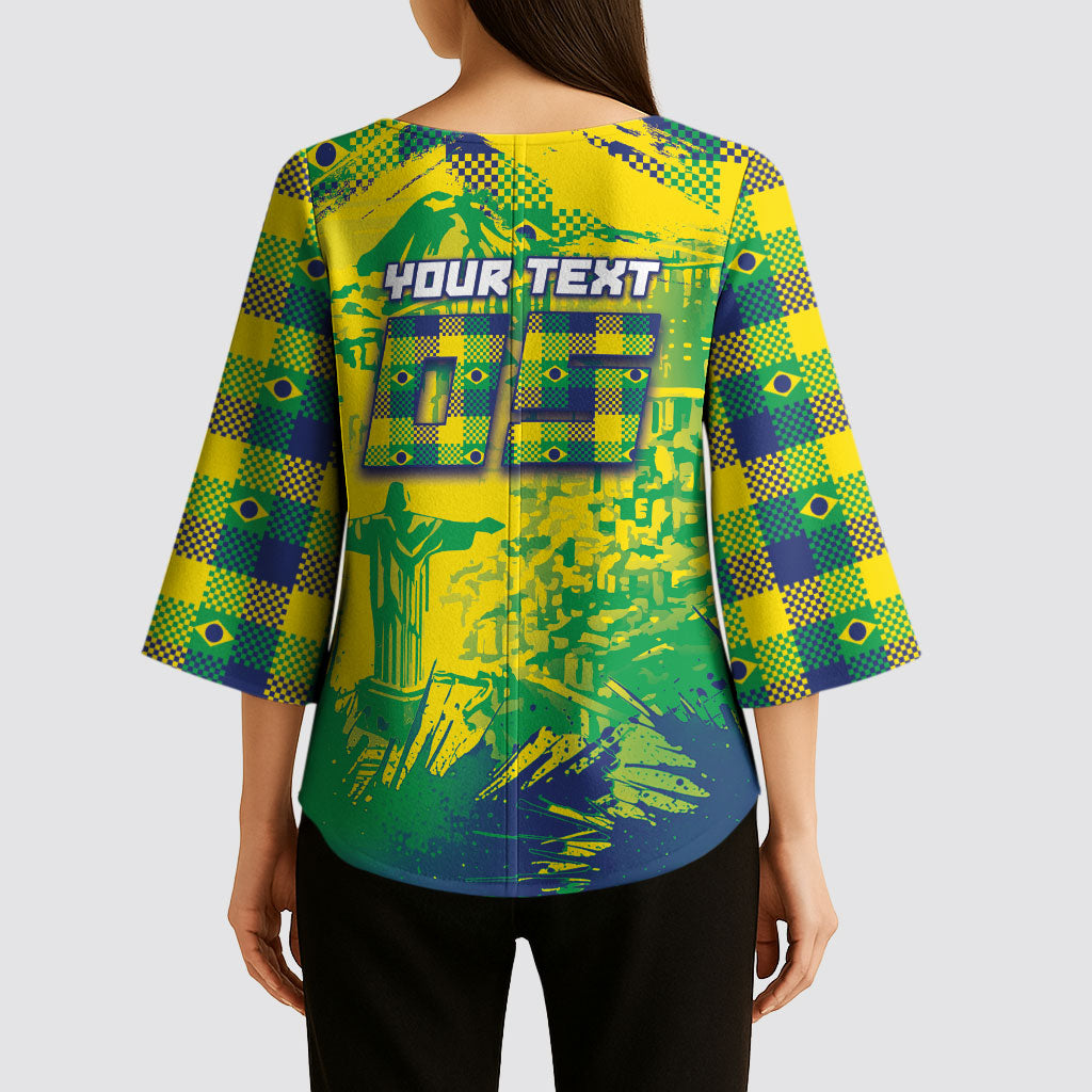 Custom Brazil Football Kimono Sleeve Blouse Rumo Ao Hexa Grunge Style
