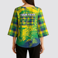 Custom Brazil Football Kimono Sleeve Blouse Rumo Ao Hexa Grunge Style