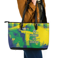 Brazil Football Leather Tote Bag Rumo Ao Hexa Grunge Style