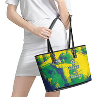 Brazil Football Leather Tote Bag Rumo Ao Hexa Grunge Style