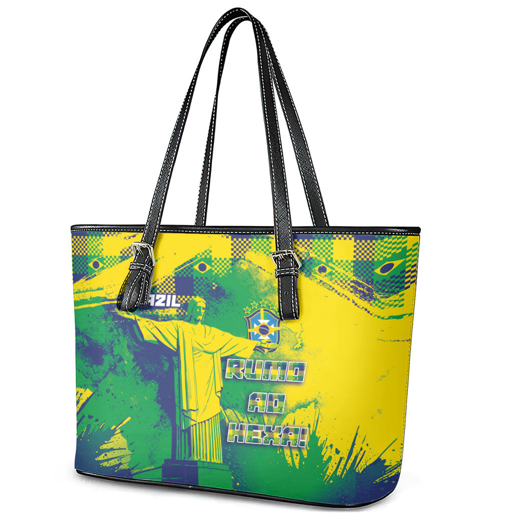 Brazil Football Leather Tote Bag Rumo Ao Hexa Grunge Style