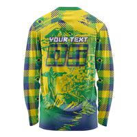 Custom Brazil Football Long Sleeve Shirt Rumo Ao Hexa Grunge Style