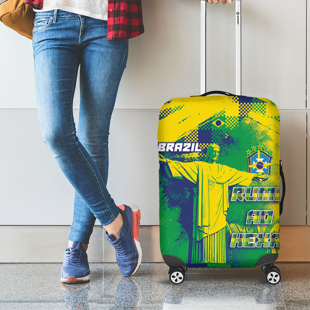 Brazil Football Luggage Cover Rumo Ao Hexa Grunge Style