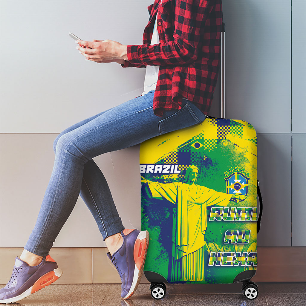 Brazil Football Luggage Cover Rumo Ao Hexa Grunge Style