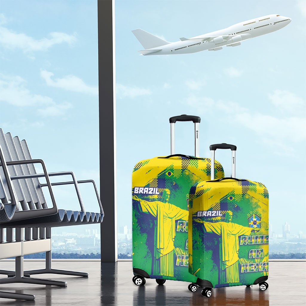 Brazil Football Luggage Cover Rumo Ao Hexa Grunge Style