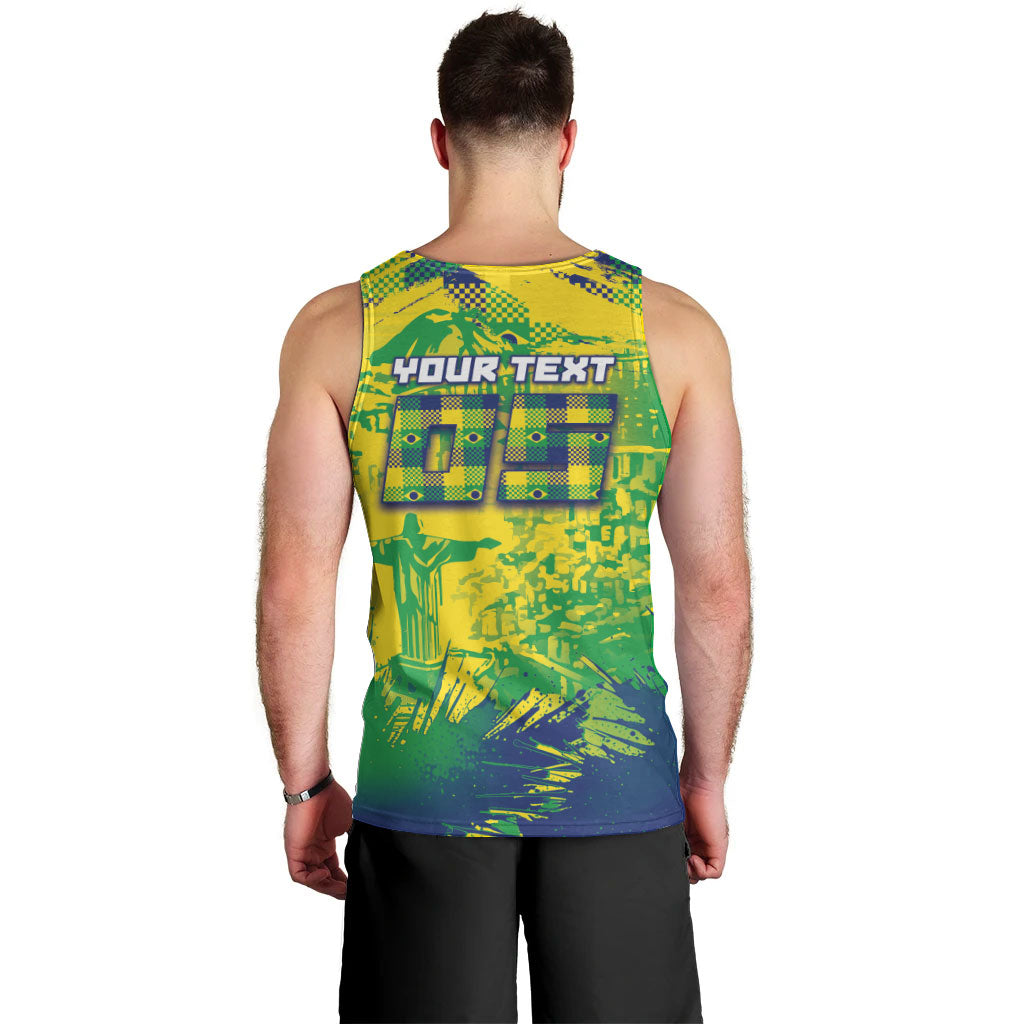 Custom Brazil Football Men Tank Top Rumo Ao Hexa Grunge Style