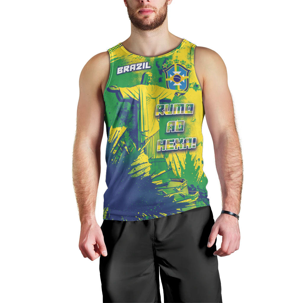 Custom Brazil Football Men Tank Top Rumo Ao Hexa Grunge Style