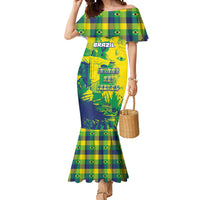 Custom Brazil Football Mermaid Dress Rumo Ao Hexa Grunge Style