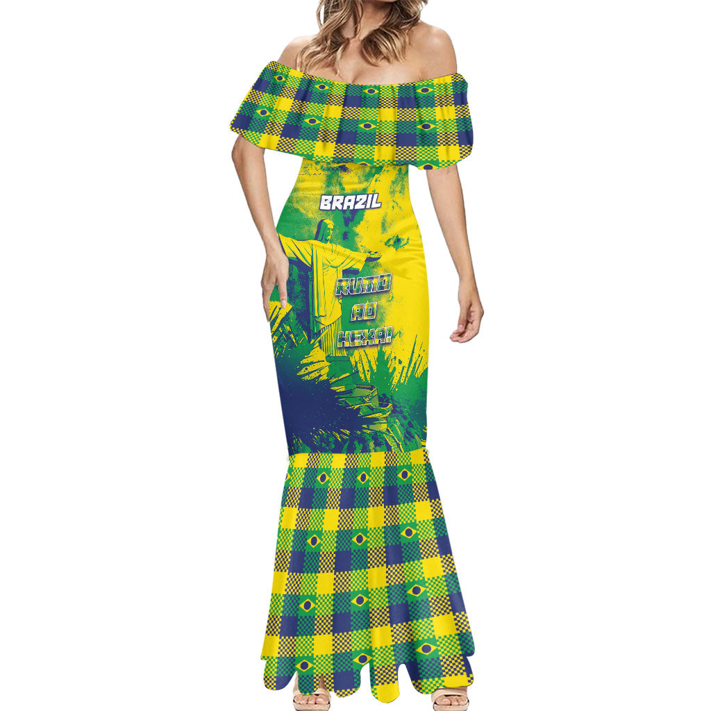 Custom Brazil Football Mermaid Dress Rumo Ao Hexa Grunge Style