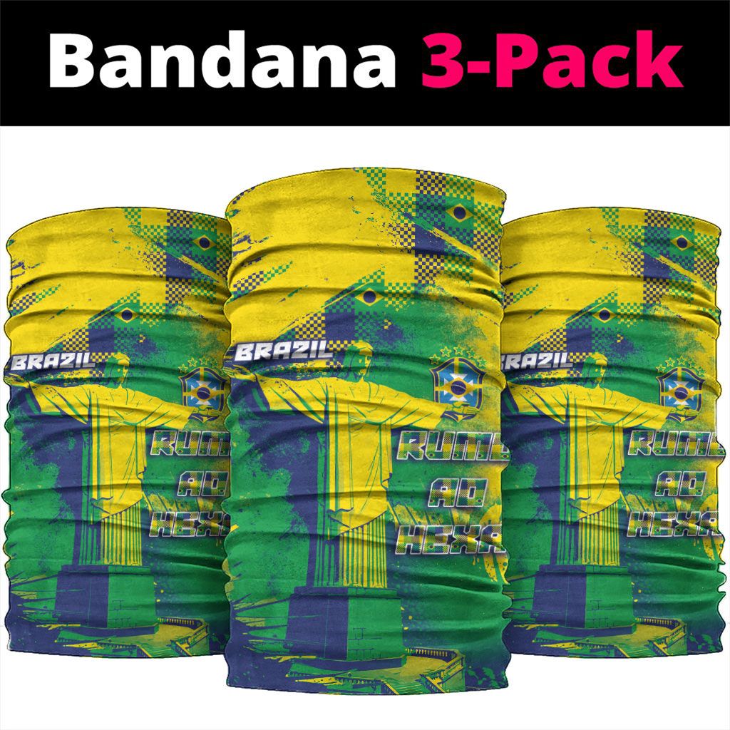 Brazil Football Neck Gaiter Rumo Ao Hexa Grunge Style