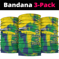 Brazil Football Neck Gaiter Rumo Ao Hexa Grunge Style