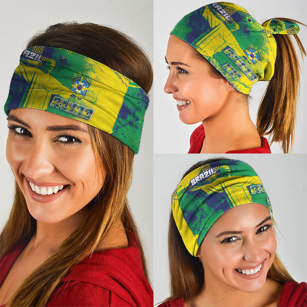 Brazil Football Neck Gaiter Rumo Ao Hexa Grunge Style