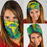 Brazil Football Neck Gaiter Rumo Ao Hexa Grunge Style