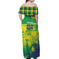 Custom Brazil Football Off Shoulder Maxi Dress Rumo Ao Hexa Grunge Style