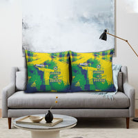 Brazil Football Pillow Cover Rumo Ao Hexa Grunge Style