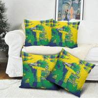 Brazil Football Pillow Cover Rumo Ao Hexa Grunge Style