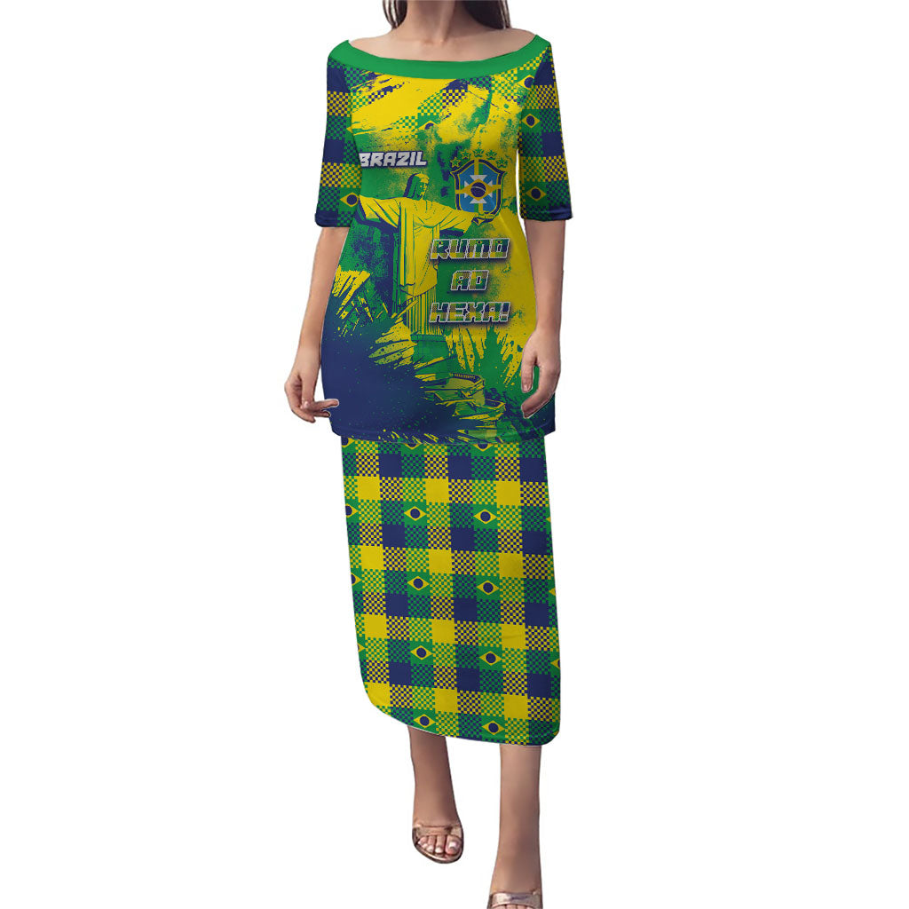 Custom Brazil Football Puletasi Rumo Ao Hexa Grunge Style
