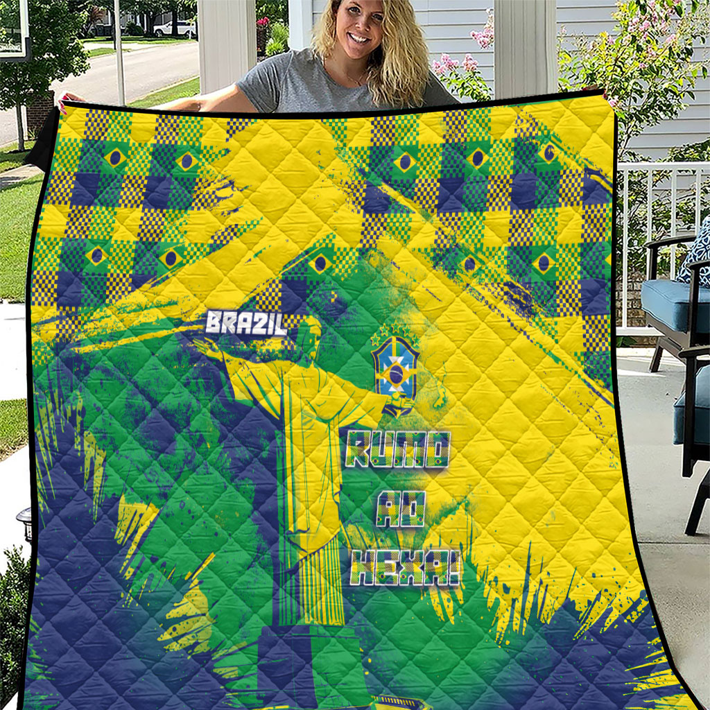 Brazil Football Quilt Rumo Ao Hexa Grunge Style