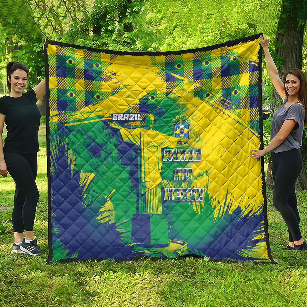 Brazil Football Quilt Rumo Ao Hexa Grunge Style