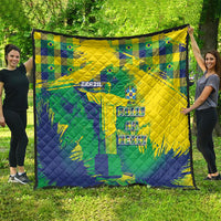 Brazil Football Quilt Rumo Ao Hexa Grunge Style