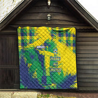 Brazil Football Quilt Rumo Ao Hexa Grunge Style