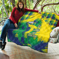 Brazil Football Quilt Rumo Ao Hexa Grunge Style
