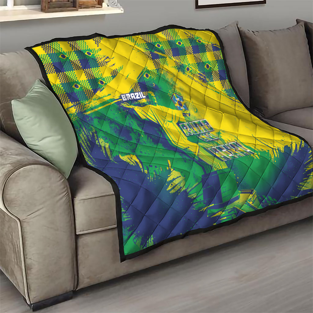 Brazil Football Quilt Rumo Ao Hexa Grunge Style