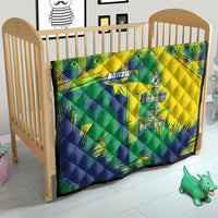 Brazil Football Quilt Rumo Ao Hexa Grunge Style