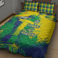 Brazil Football Quilt Bed Set Rumo Ao Hexa Grunge Style