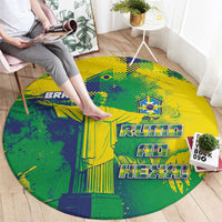 Brazil Football Round Carpet Rumo Ao Hexa Grunge Style