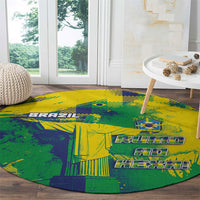 Brazil Football Round Carpet Rumo Ao Hexa Grunge Style