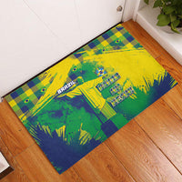 Brazil Football Rubber Doormat Rumo Ao Hexa Grunge Style