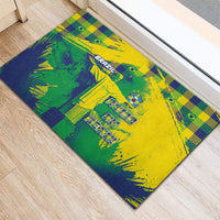 Brazil Football Rubber Doormat Rumo Ao Hexa Grunge Style