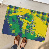 Brazil Football Rubber Doormat Rumo Ao Hexa Grunge Style