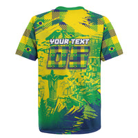 Custom Brazil Football Rugby Jersey Rumo Ao Hexa Grunge Style