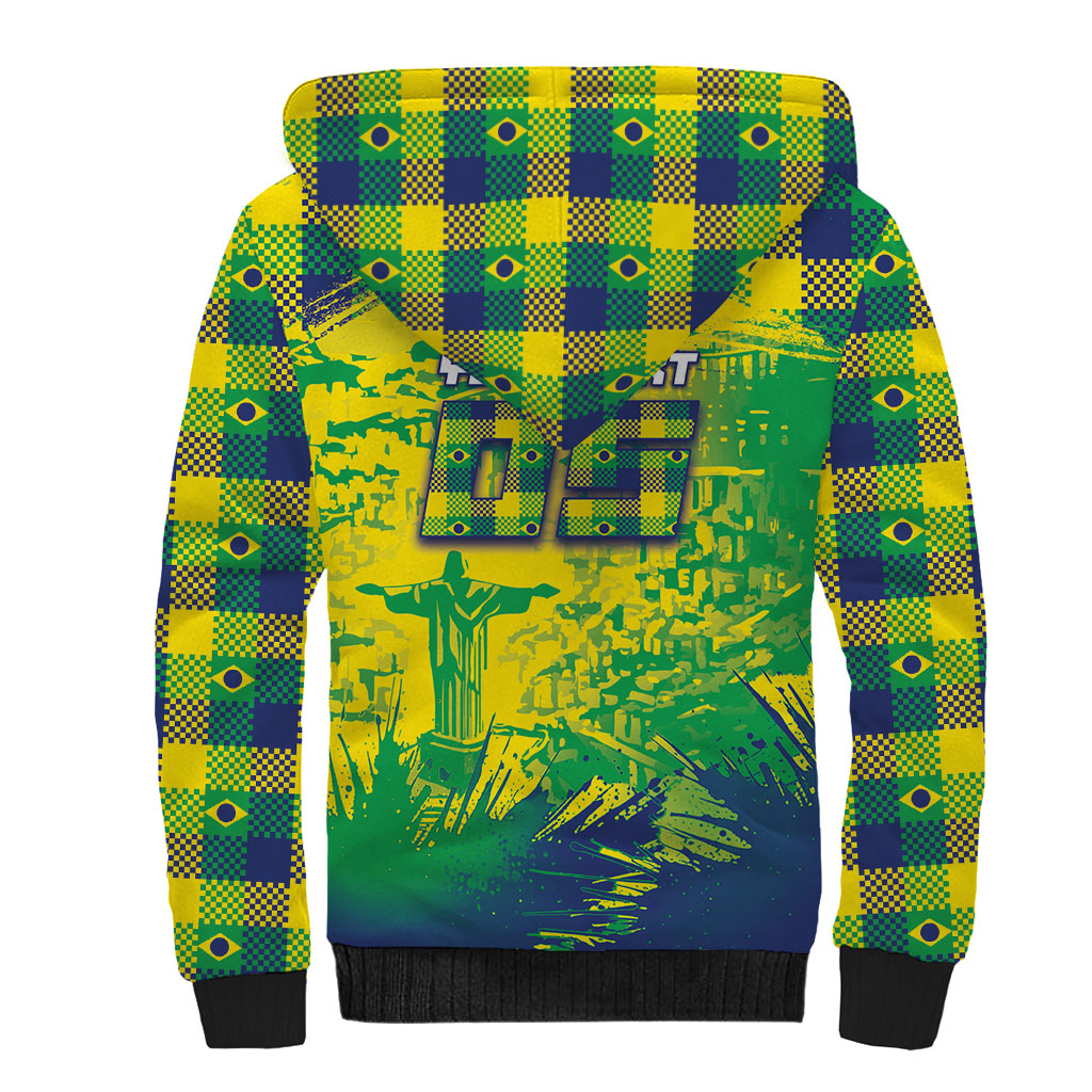Custom Brazil Football Sherpa Hoodie Rumo Ao Hexa Grunge Style