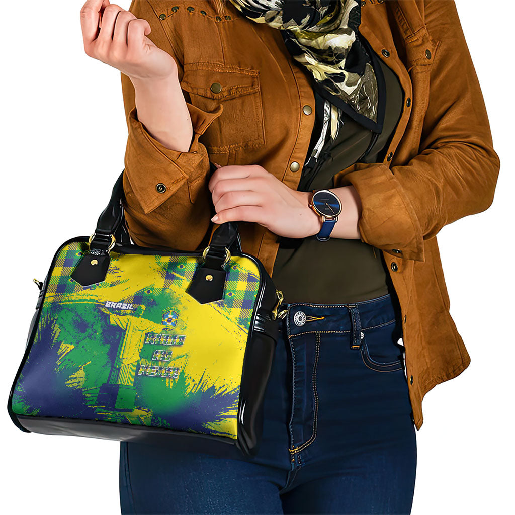 Brazil Football Shoulder Handbag Rumo Ao Hexa Grunge Style