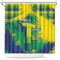 Brazil Football Shower Curtain Rumo Ao Hexa Grunge Style