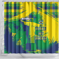 Brazil Football Shower Curtain Rumo Ao Hexa Grunge Style